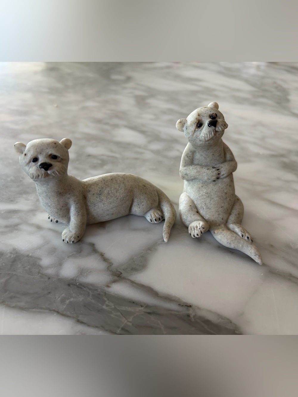 Ceramic Small Pet Otter Figurines - Cream